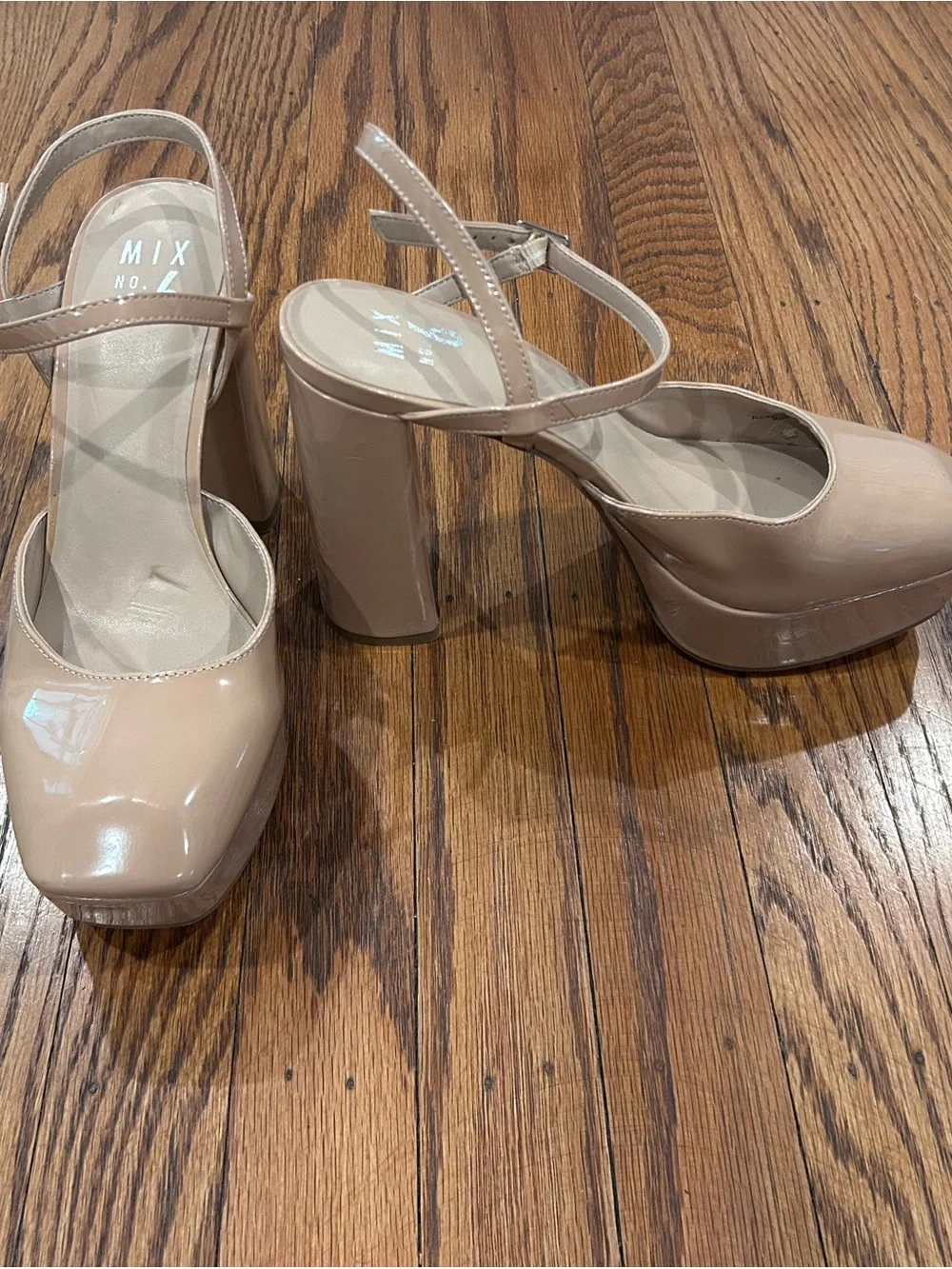 Nude Patent Platform Mary Jane Heels